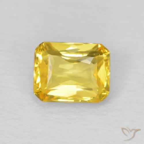 0.60ct Natürlicher Mittelgold Saphir, Smaragdschliff, VVS