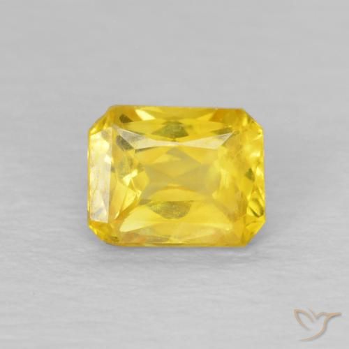 0.56ct Natürlicher Mittelgelb Saphir, Smaragdschliff, VS