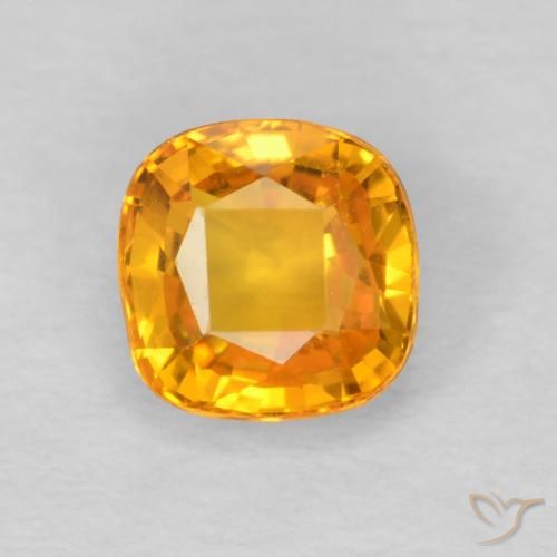 0.65ct Natürlicher Orange-Gold Saphir, Kissen, VVS
