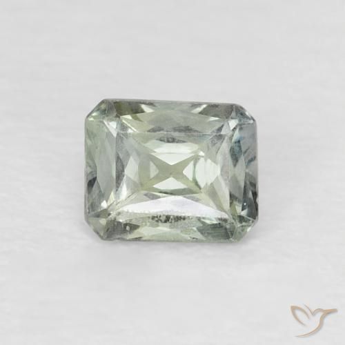 0.55ct Natürlicher Grau Grün Saphir, Smaragdschliff, VS