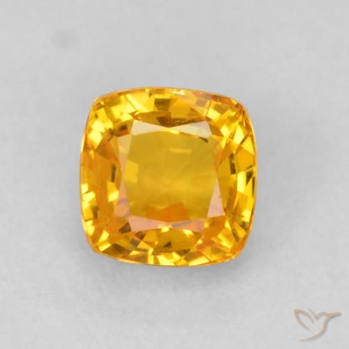 0.78ct Natürlicher gold-orange Saphir, Kissen, VVS
