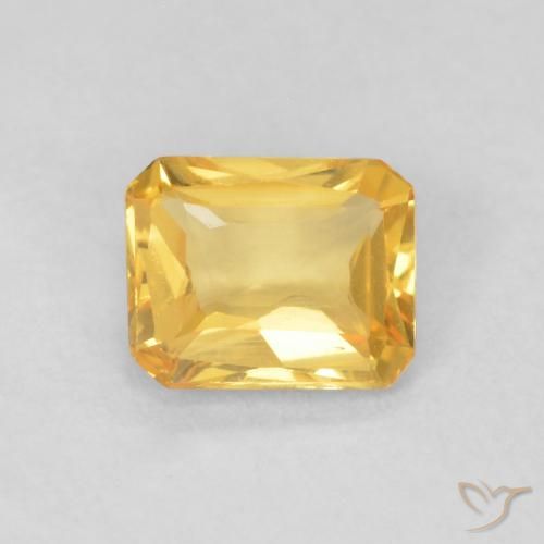 0.44ct Natürlicher Mittleres Gold Saphir, Smaragdschliff, VVS