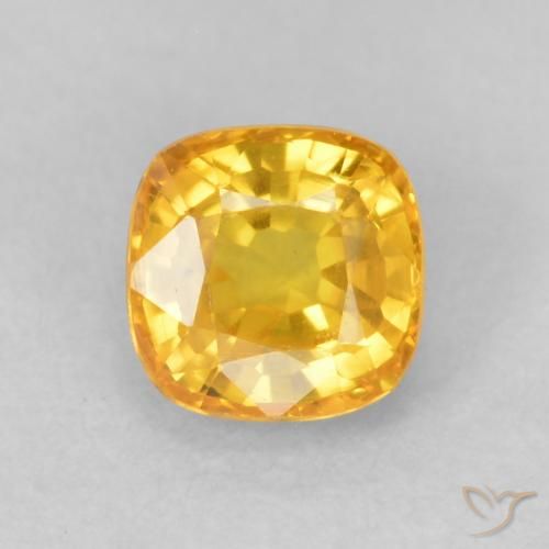 0.64ct Natürlicher gold-orange Saphir, Kissen, VVS-VS