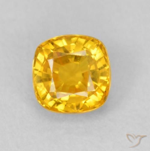 0.60ct Natürlicher Gold-Orange Saphir, Kissen, VVS-VS