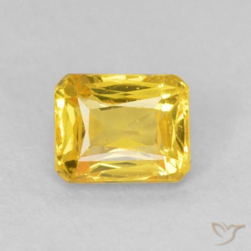 0.71ct Natürlicher Dunkel gelb Saphir, Smaragdschliff, VVS-VS