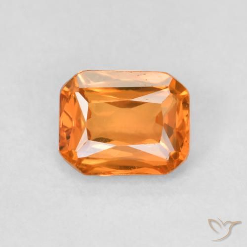 0.53ct Natürlicher Mittelorange Saphir, Smaragdschliff, VVS