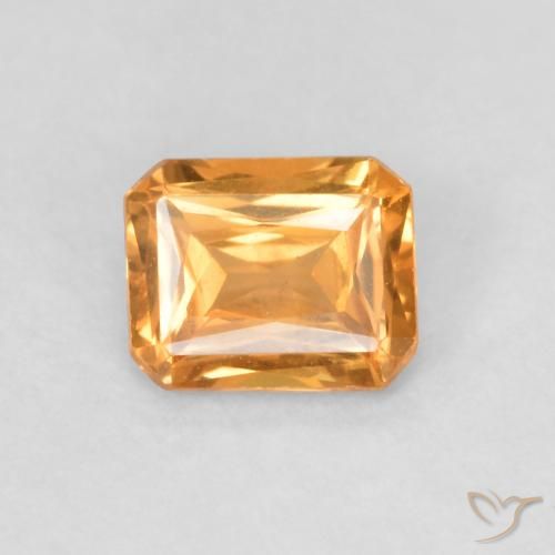 0.50ct Natürlicher Medium Light-Orange Saphir, Smaragdschliff, VVS-VS