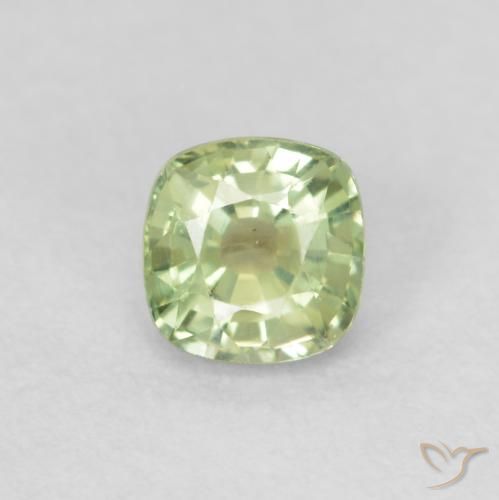 0.50ct Natürlicher Hellgelb Grün Saphir, Kissen, VS