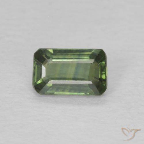 0.42ct Natürlicher Blasses Erdgrün Saphir, Smaragdschliff, VS