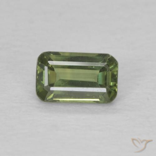 0.44ct Natürlicher Mittelgrün Saphir, Smaragdschliff, VVS