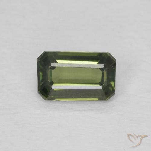 0.43ct Natürlicher Erde Grün Saphir, Smaragdschliff, VVS