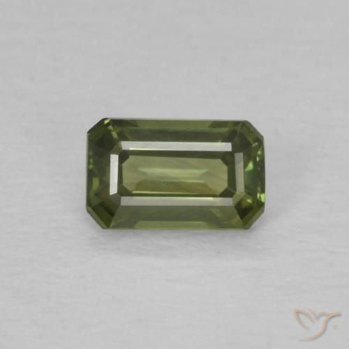 0.45ct Natürlicher Mittelgrün Saphir, Smaragdschliff, VVS-VS