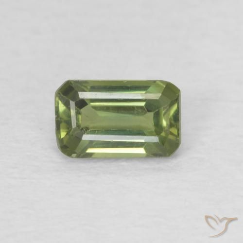 0.44ct Natürlicher gelblich-grün Saphir, Smaragdschliff, VVS-VS