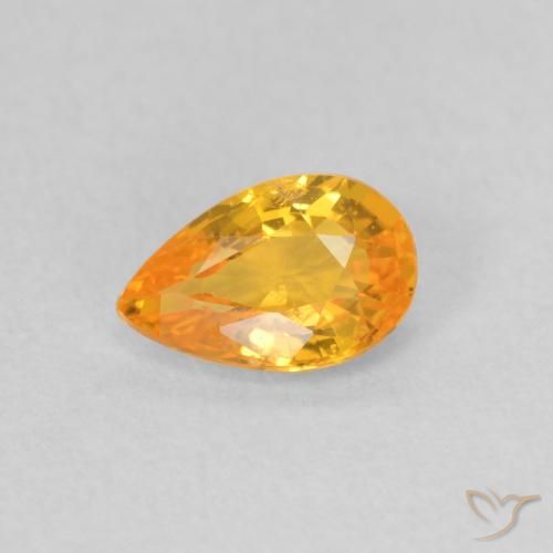 0.47ct Natürlicher hellorange Saphir, Birnenform, VS