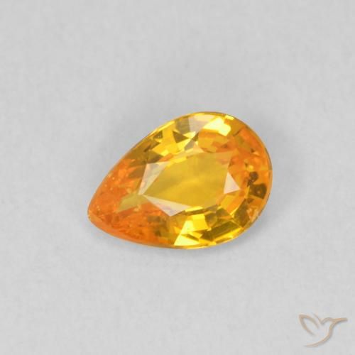 0.39ct Natürlicher hellorange Saphir, Birnenform, VS