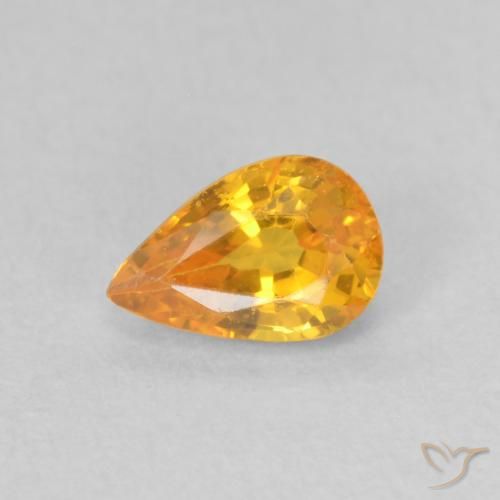0.60ct Natürlicher hellorange Saphir, Birnenform, VS