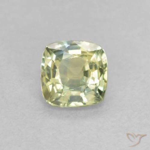 0.48ct Natürlicher gelblich-grün Saphir, Kissen, VVS-VS