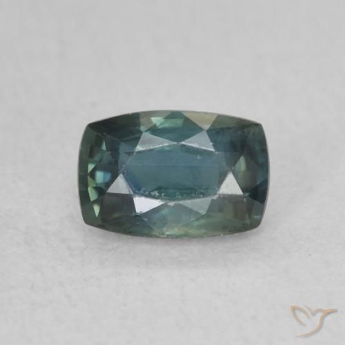 0.78ct Natürlicher tiefblau-grün Saphir, Kissen, VS