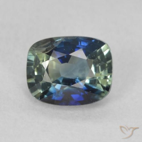 0.60ct Natürlicher Blaugrün Saphir, Kissen, VS