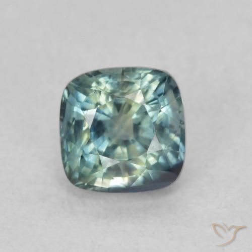 0.67ct Natürlicher Blaugrün Saphir, Kissen, VS