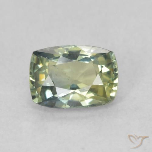 0.75ct Natürlicher gelblich-grün Saphir, Kissen, VS