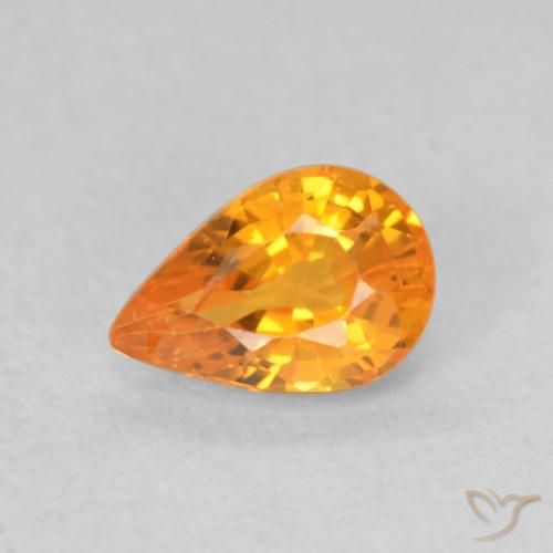 0.64ct Natürlicher Mittelorange Saphir, Birnenform, VS