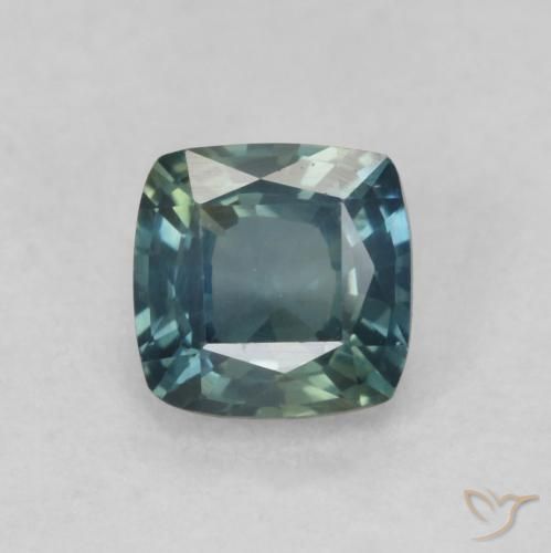 0.74ct Natürlicher Mittelblaues Grün Saphir, Kissen, VVS-VS