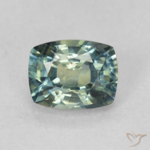 0.76ct Natürlicher Mittelblaues Grün Saphir, Kissen, VVS-VS