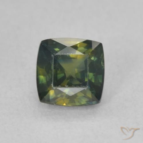 0.67ct Natürlicher gelblich-grün Saphir, Kissen, VVS-VS
