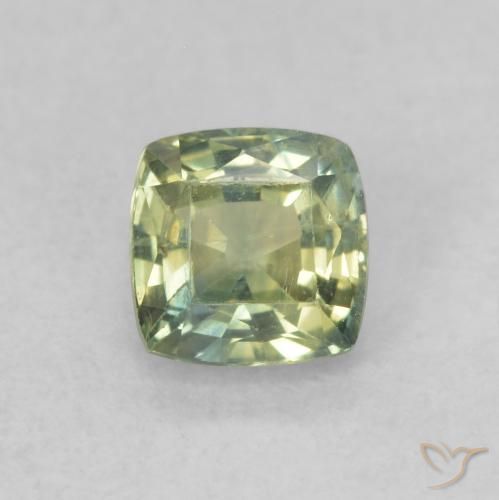 0.62ct Natürlicher gelblich-grün Saphir, Kissen, VS
