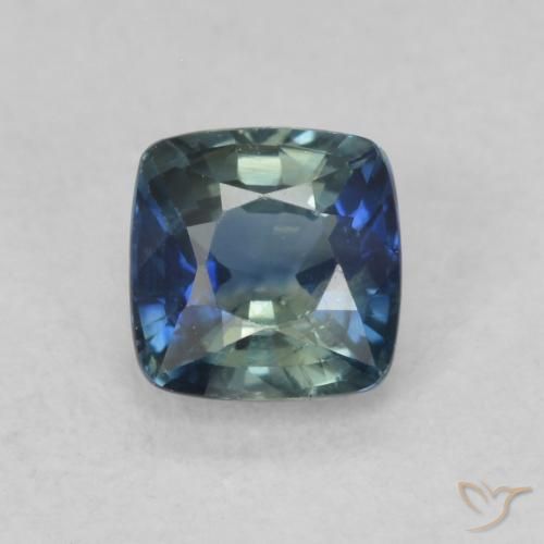 0.68ct Natürlicher Blaugrün Saphir, Kissen, VS