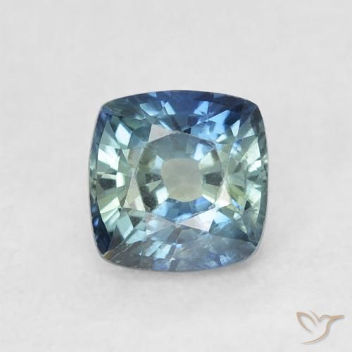 0.80ct Natürlicher Blaugrün Saphir, Kissen, VS