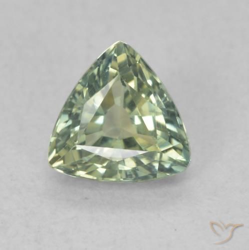 0.76ct Natürlicher Helles Salbeigrün Saphir, Trillion, VVS