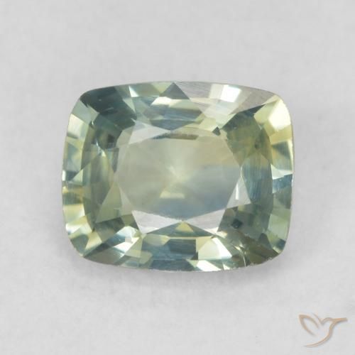 0.92ct Natürlicher gelblich-grün Saphir, Kissen, VVS