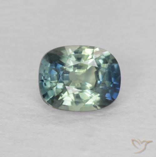 0.60ct Natürlicher Blaugrün Saphir, Kissen, VVS-VS