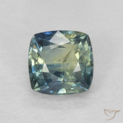 0.77ct Natürlicher Mittelblaues Grün Saphir, Kissen, VS-SI