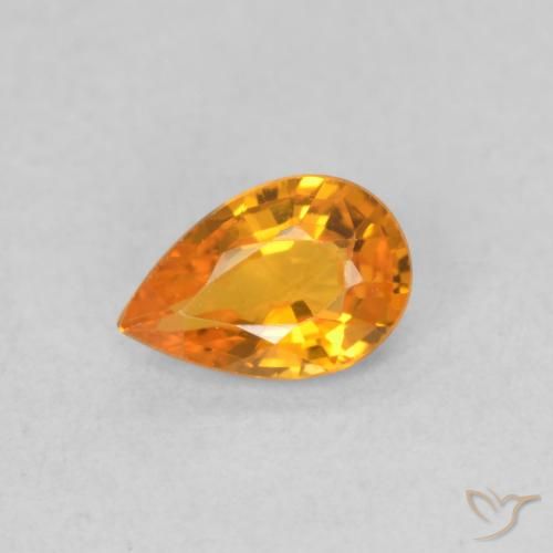0.48ct Natürlicher hellorange Saphir, Birnenform, VVS-VS