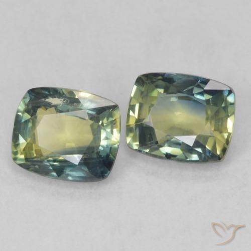 1.46 ct natürliche Mehrfarbig Saphir-Edelsteine, Kissen, VS