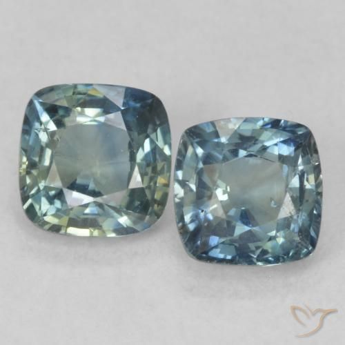 1.58ctw Natürlicher grün-blau Saphir, Kissen, VS