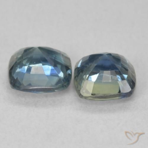 1.58 ct natürliche grün-blau Saphir-Edelsteine, Kissen, VS