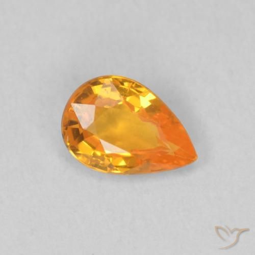 0.48ct Natürlicher hellorange Saphir, Birnenform, VVS-VS