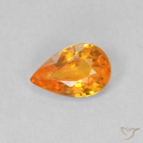 0.49ct Natürlicher hellorange Saphir, Birnenform, VVS-VS