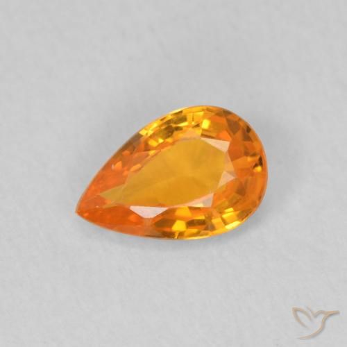 0.47ct Natürlicher hellorange Saphir, Birnenform, VVS-VS