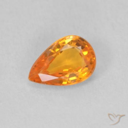 0.50ct Natürlicher hellorange Saphir, Birnenform, VVS
