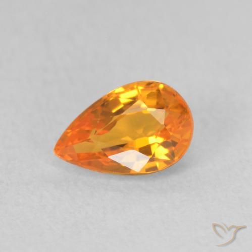 0.58ct Natürlicher hellorange Saphir, Birnenform, VVS