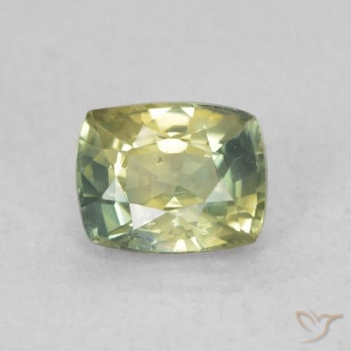 0.66ct Natürlicher gelblich-grün Saphir, Kissen, VVS-VS