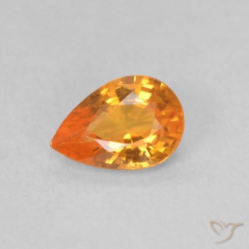 0.52ct Natürlicher hellorange Saphir, Birnenform, VVS