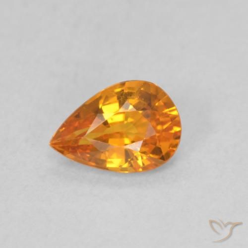 0.48ct Natürlicher Mittelorange Saphir, Birnenform, VVS