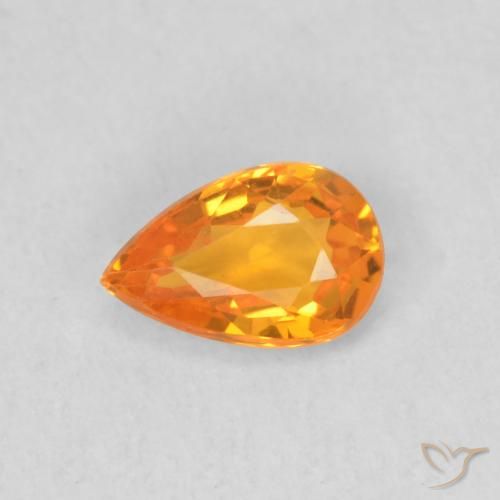 0.52ct Natürlicher hellorange Saphir, Birnenform, VVS-VS
