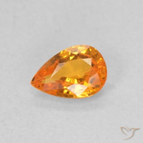 0.53ct Natürlicher hellorange Saphir, Birnenform, VVS-VS